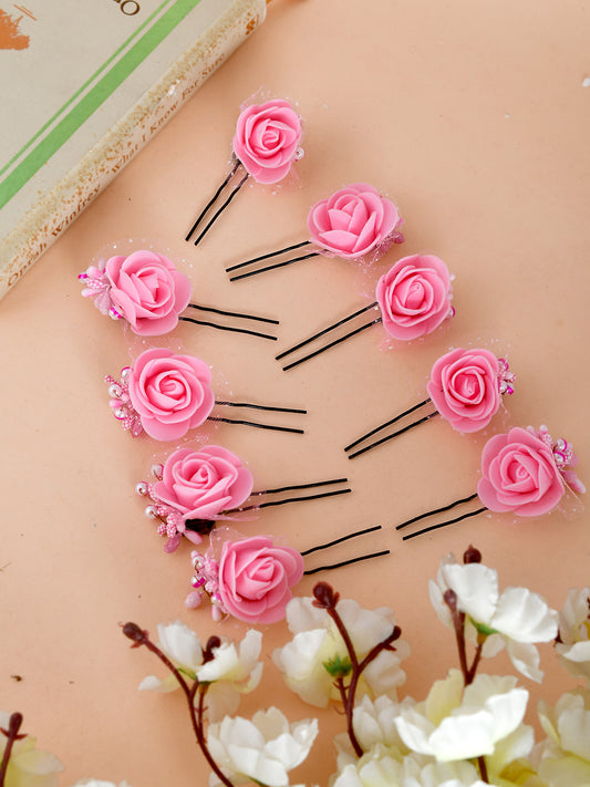 Pink Flower Juda U Pin Hair Accessory for Women Online