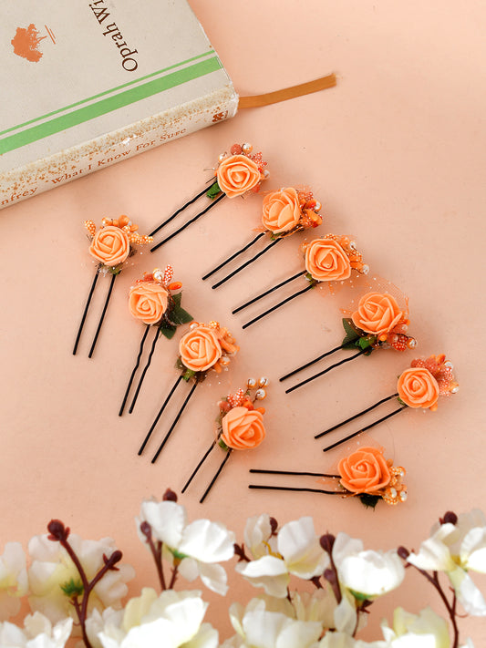 Orange Flower Juda Pin Hair Accessory for Women Online