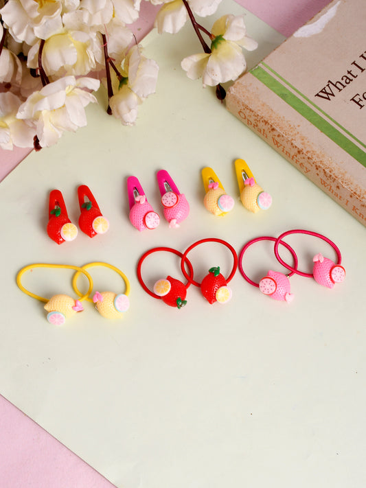Girls Red Pink 12 Pc Embellished Hair Clips Accessory Set for Women Online