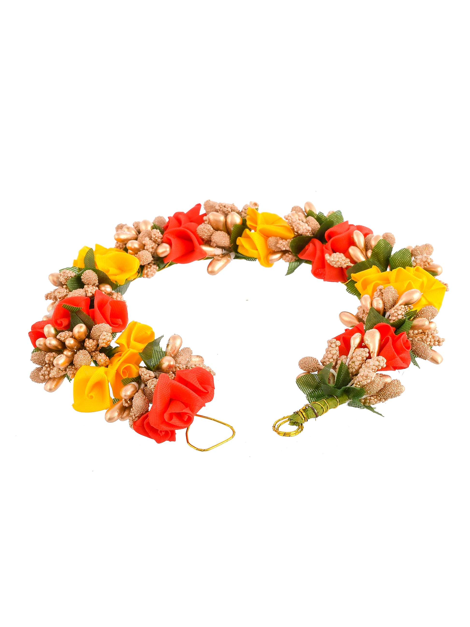 Women Red Yellow Toned Embellished Hair Accessory Set