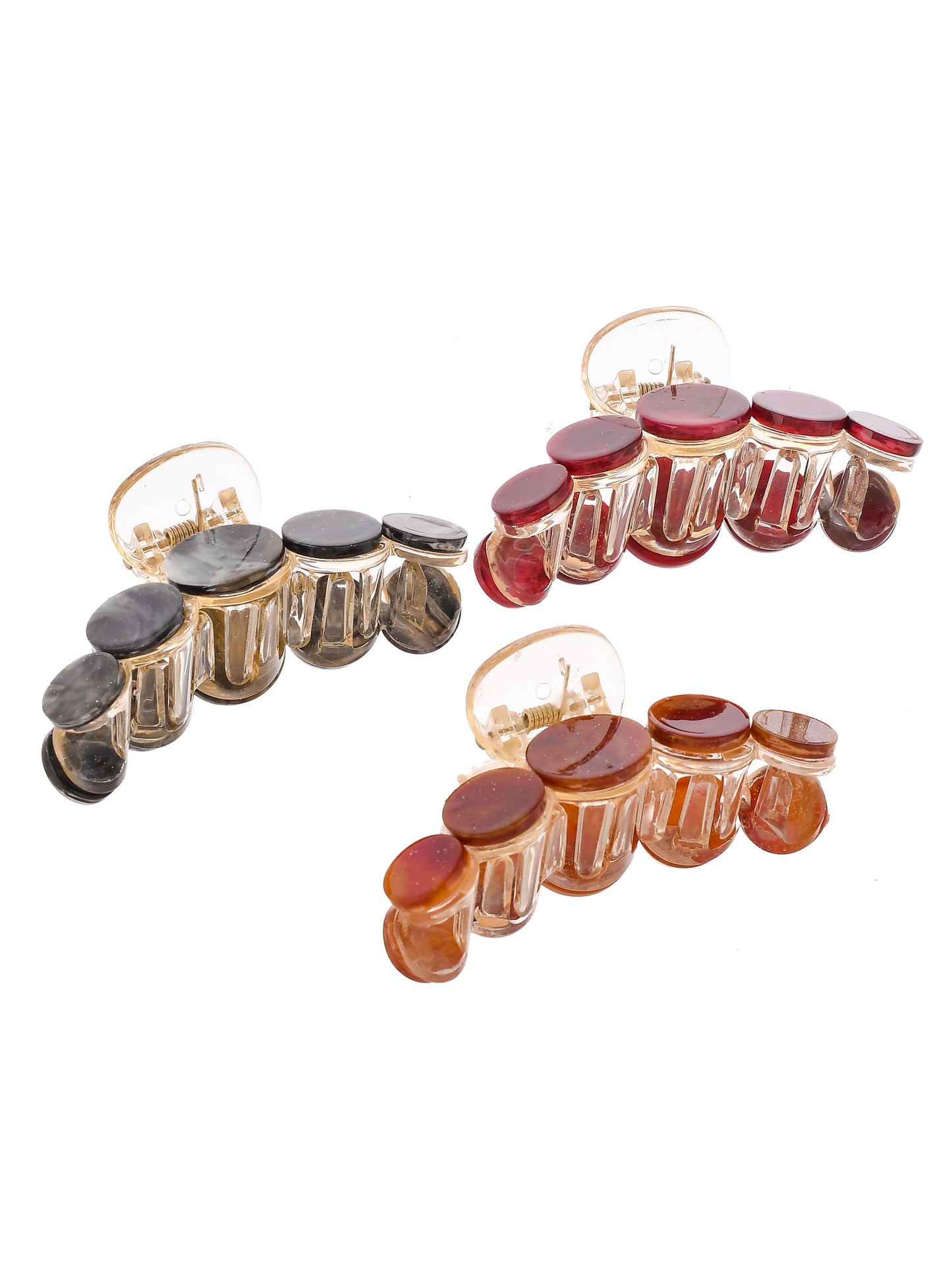 Red Brown Set Of 3 Claw Clips