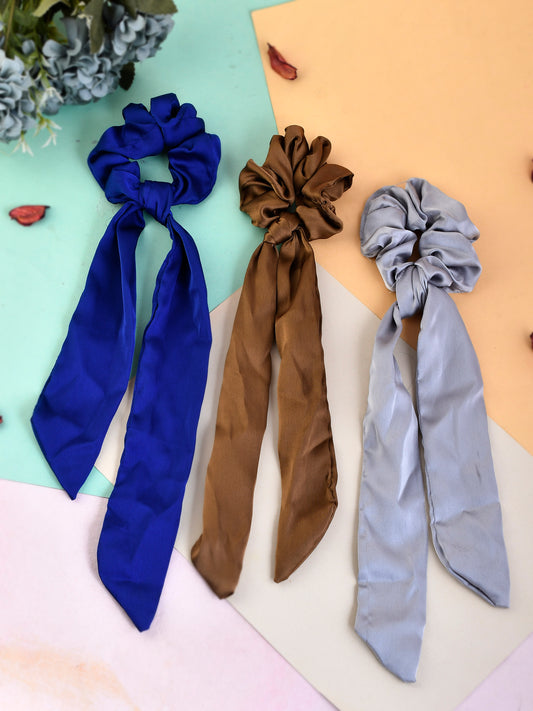 Women Multicolored Set of 3 Scarf Hair Scrunchies for Women Online