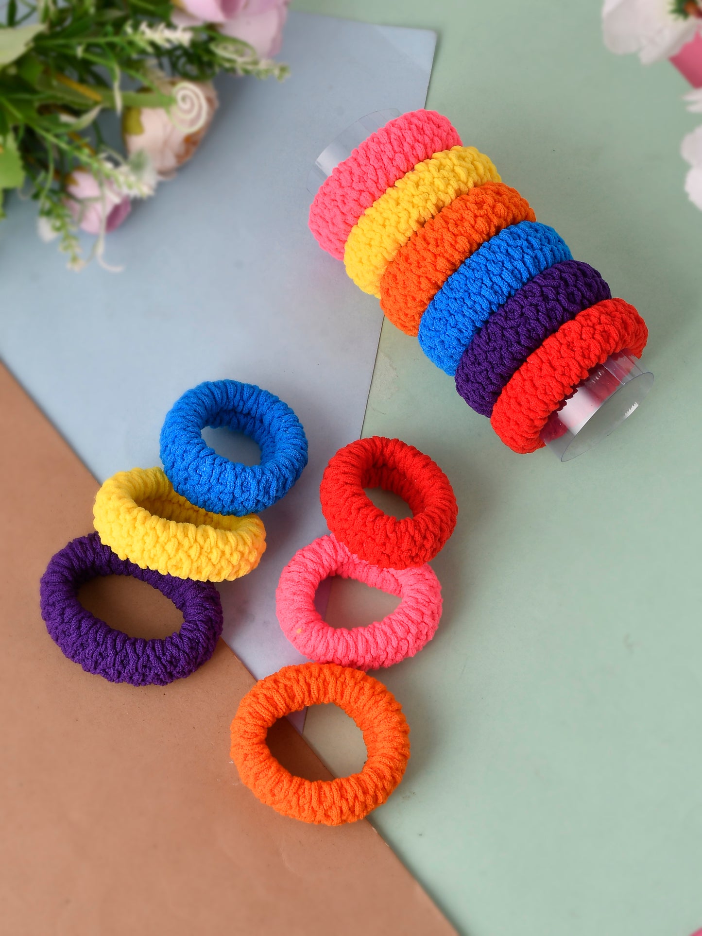 Set Of 12 Multi Colored Ponytail Holders