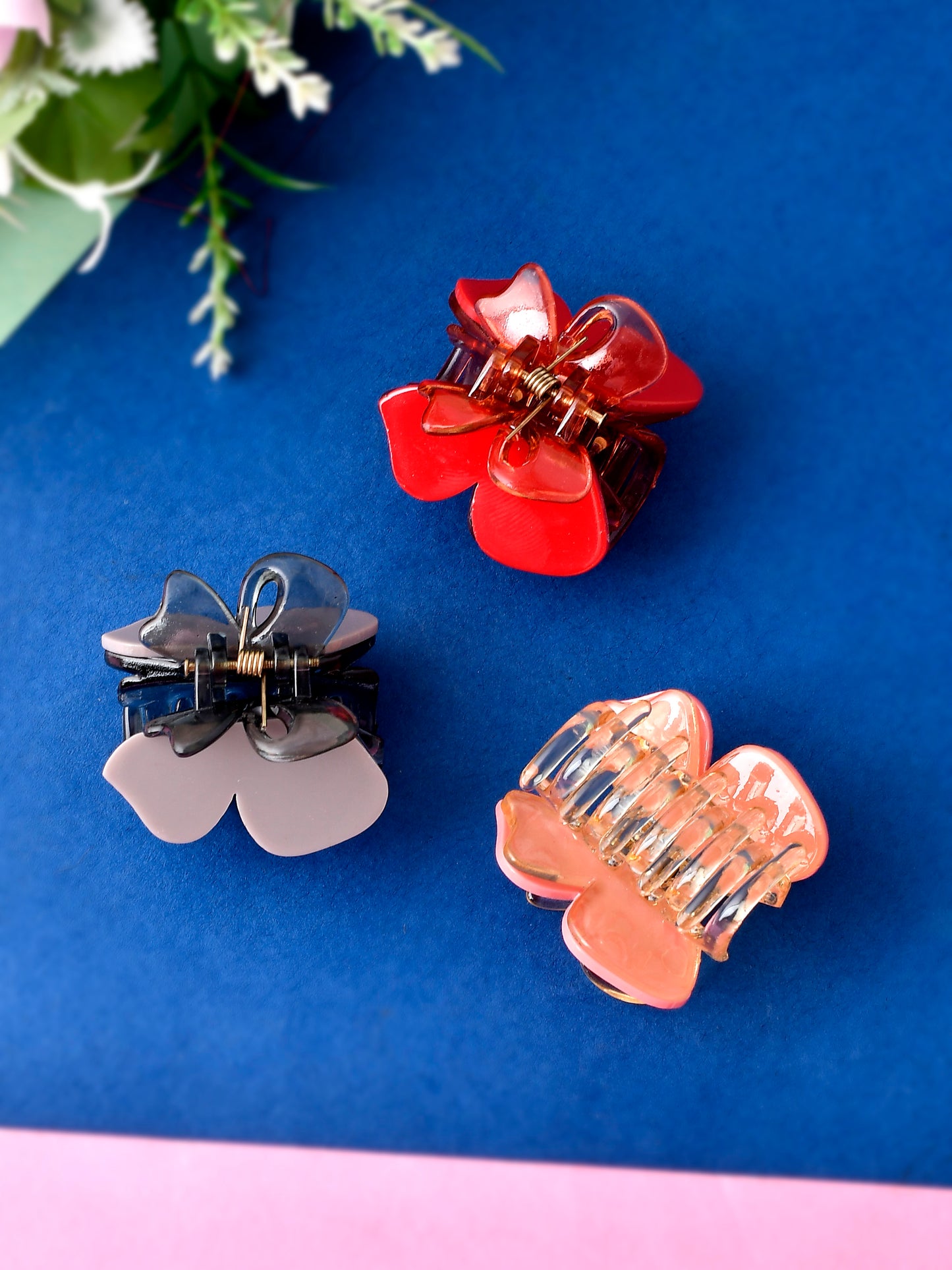 Set Of 3 Multi Color Claw Clips