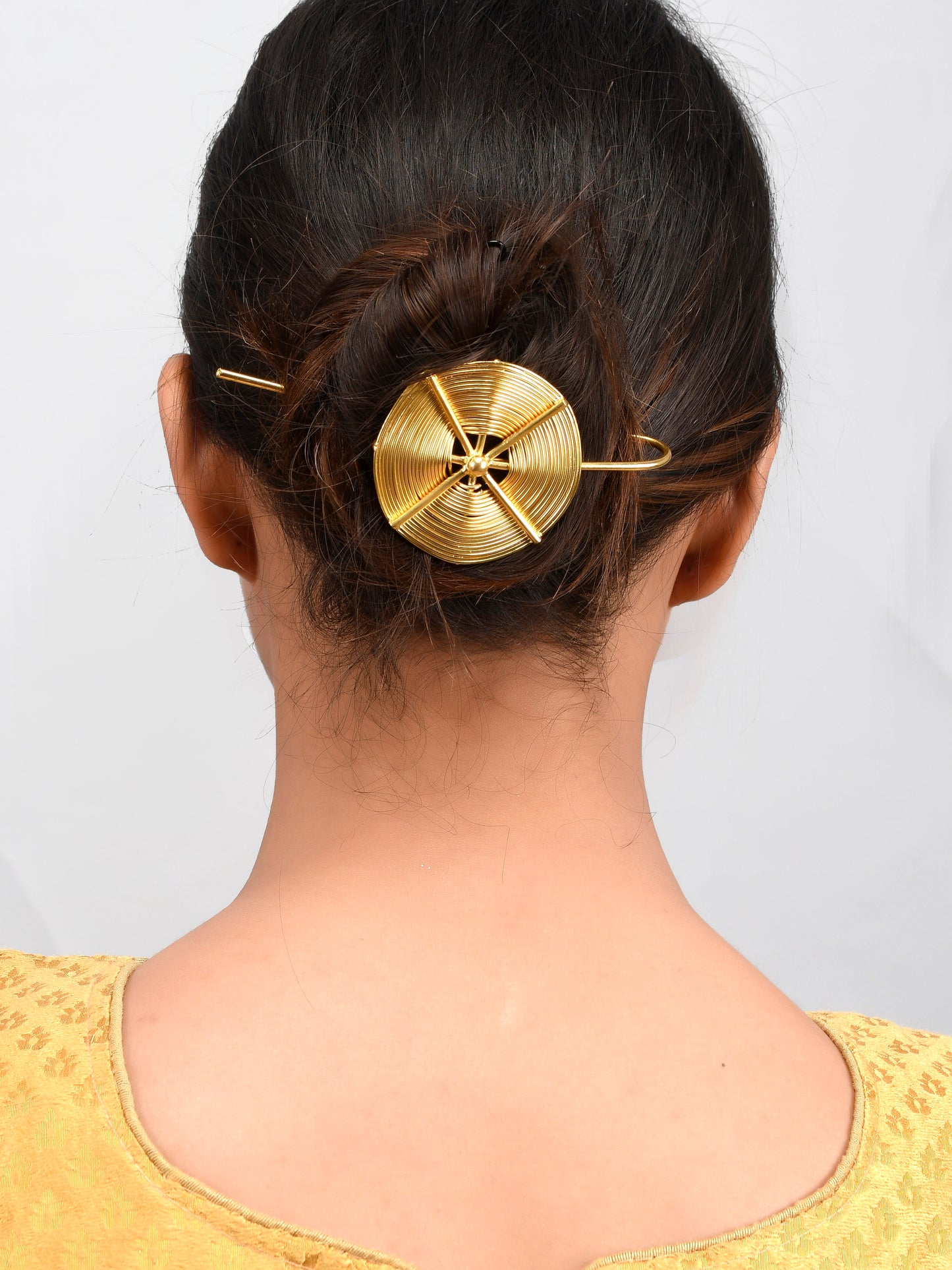 Women Gold Toned Spiral Metal Hair Bun Pin
