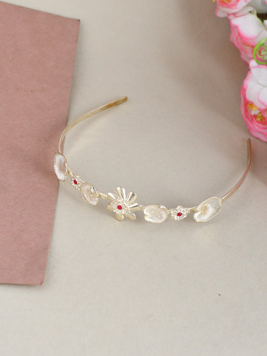 Silver Plated Tiara Floral Metal Hairband for Women Online