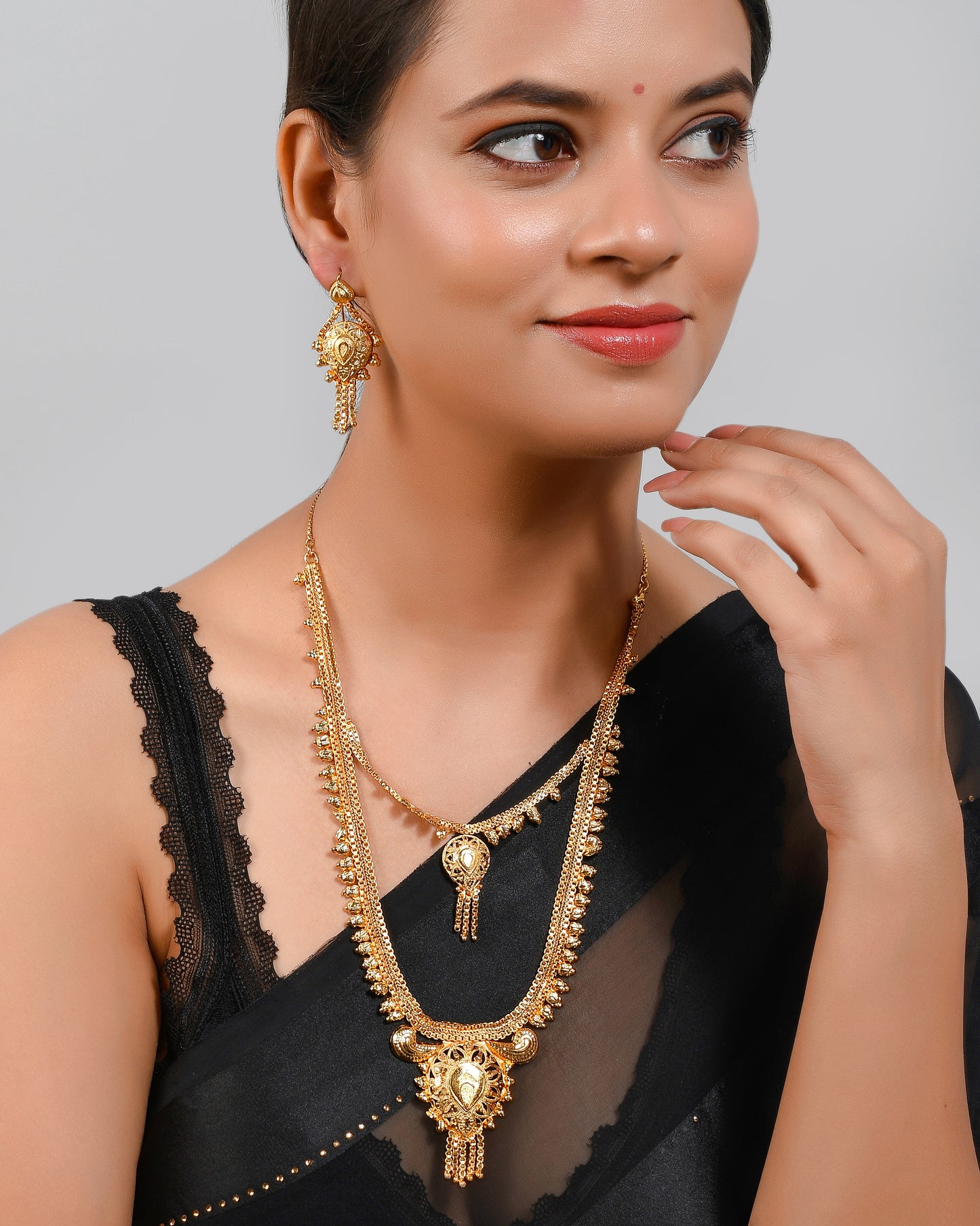 Gold Plated Double Layer Bridal Jewellery Set