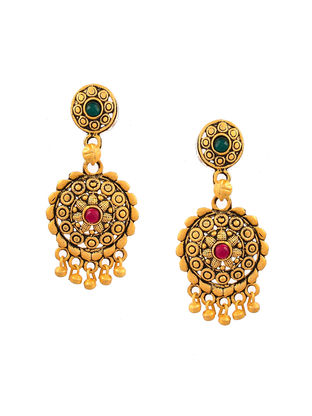 Gold Plated Oxidised Stone Stubbed South Indian Jewellery Set