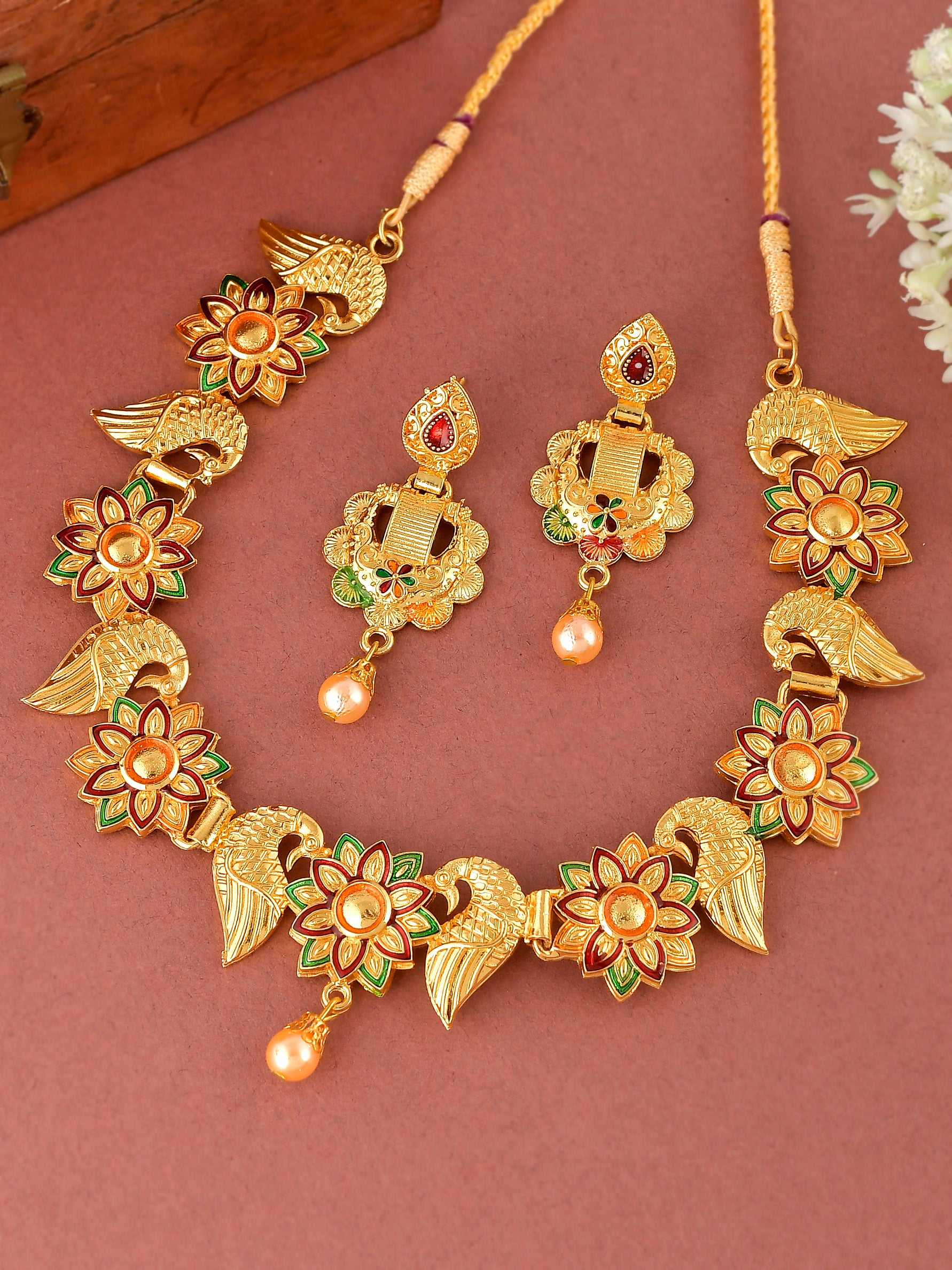 Gold plated Peacock Jewelry set
