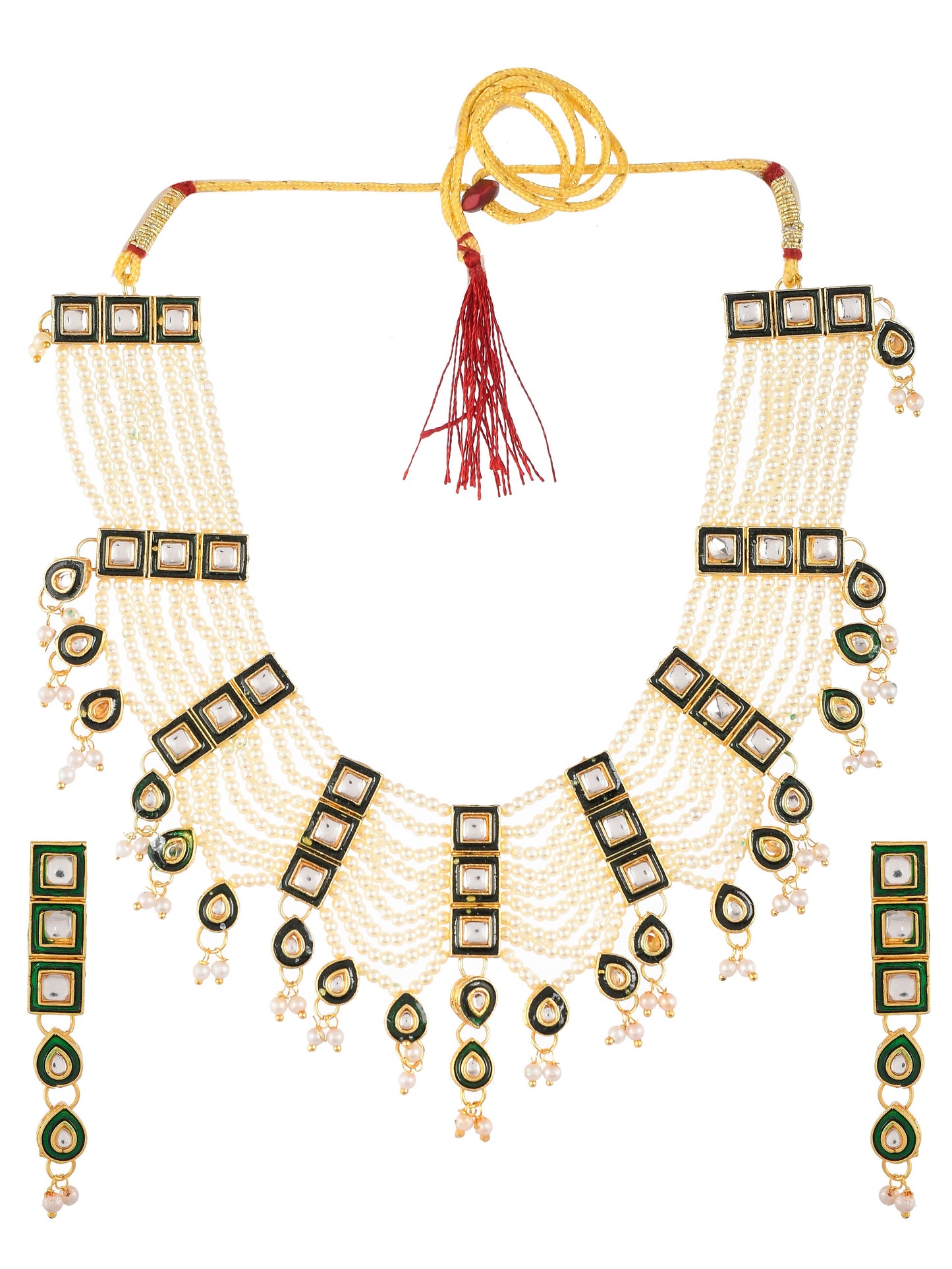 Gold Plated & Pearl Beaded Traditional choker Jewellery Set