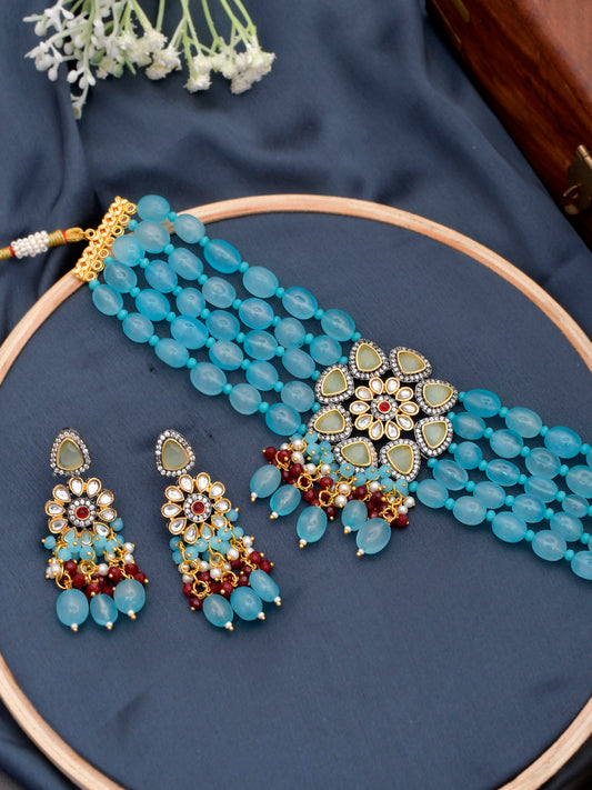 Blue Monalisa Kundan Choker Jewellery Sets for Women Online