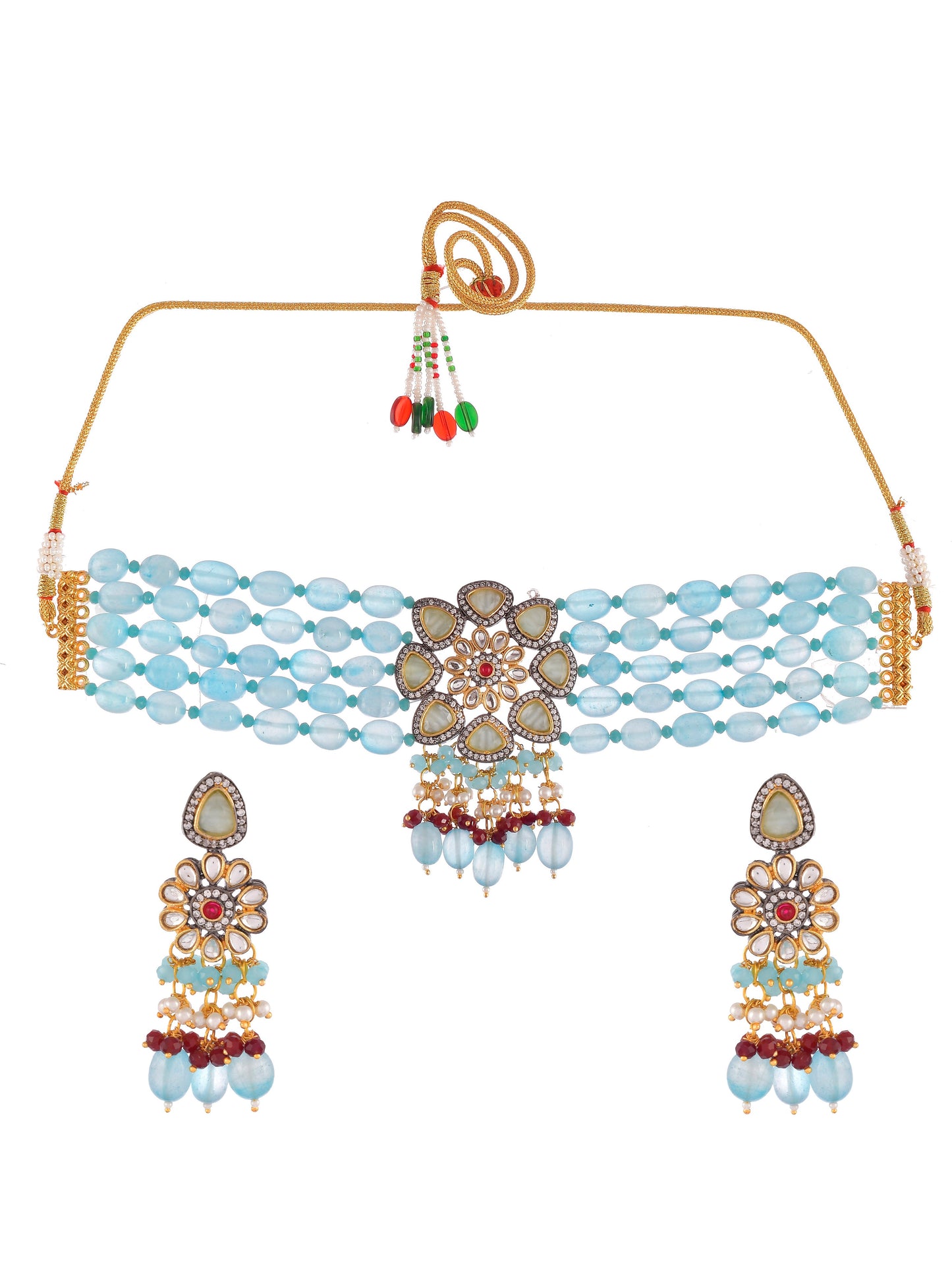 Blue Monalisa Kundan choker Jewellery Set