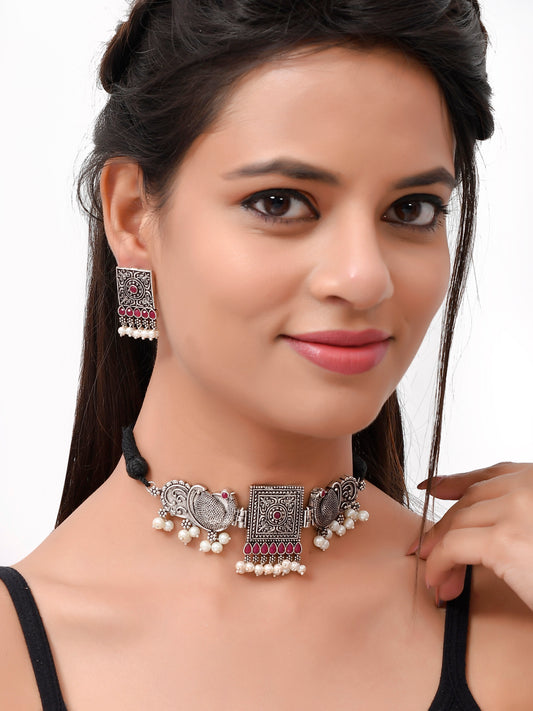 Silver Plated Oxidized Threaded Jewellery Sets for Women Online