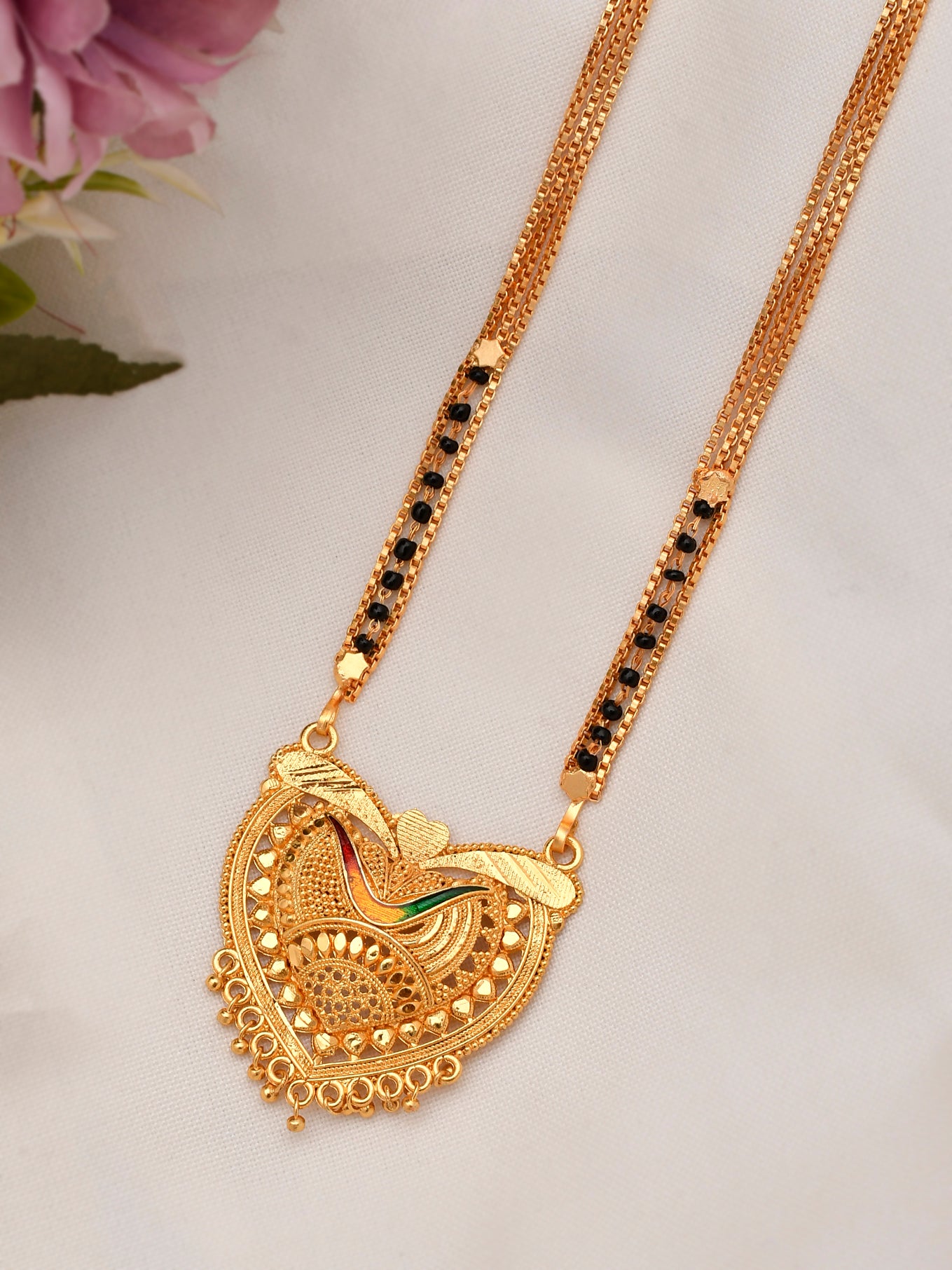 Buy Samsita Black Beads Gold Plated Mangalsutra for Women Online