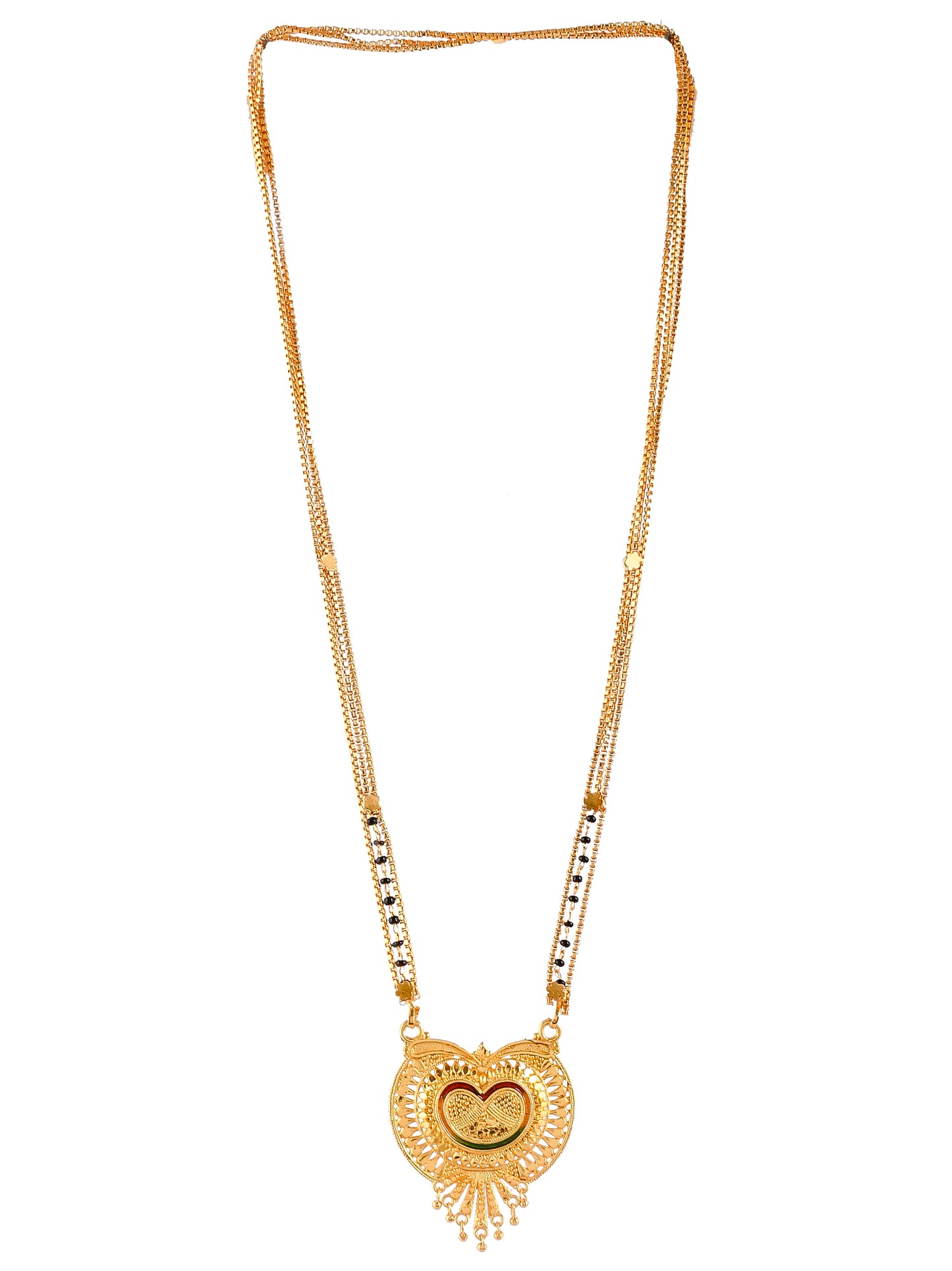 Gold Plated Black Beads Designer Mangalsutra