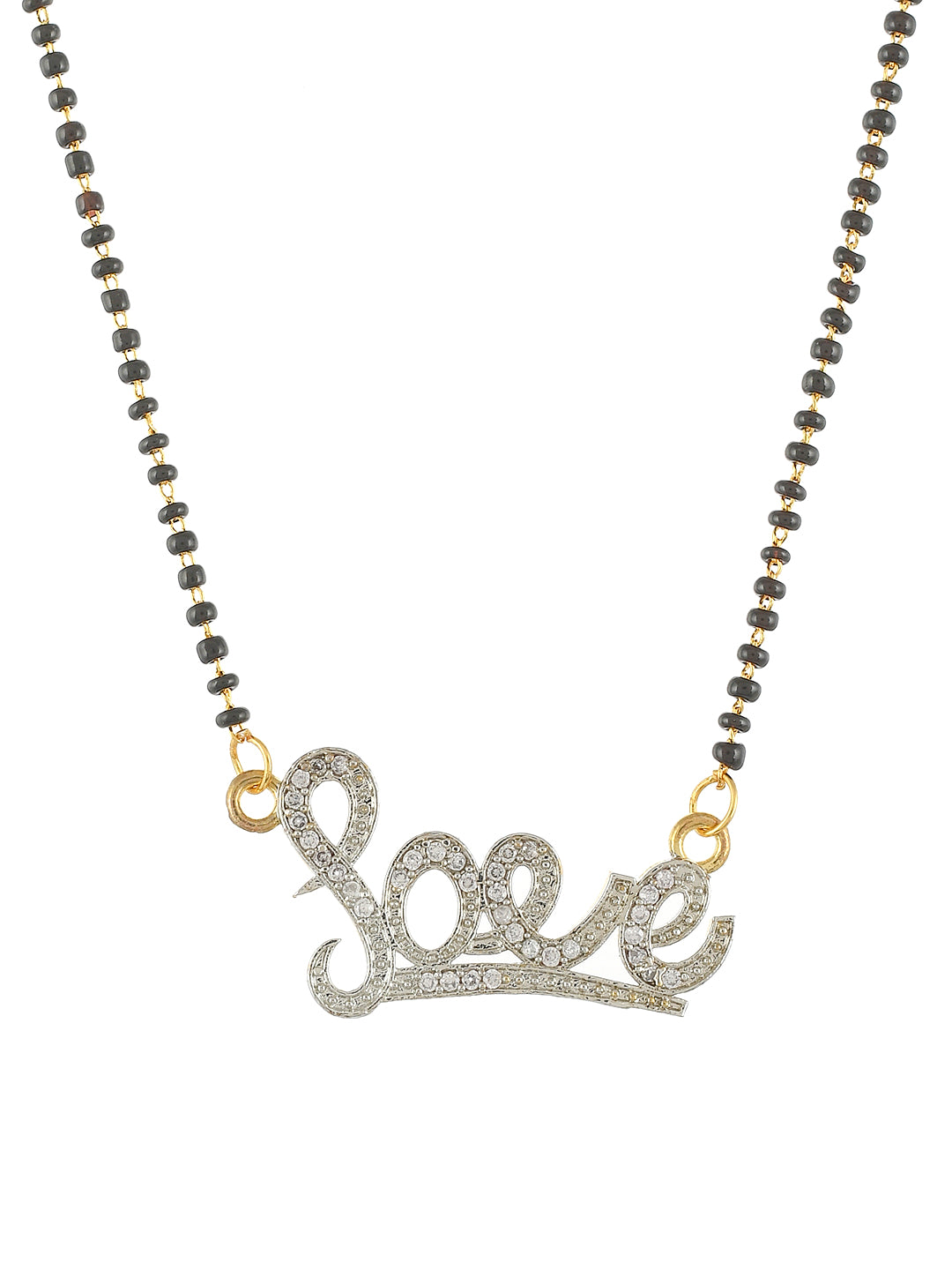 Designer American Diamond Love Mangalsutra necklace with heart stud earrings