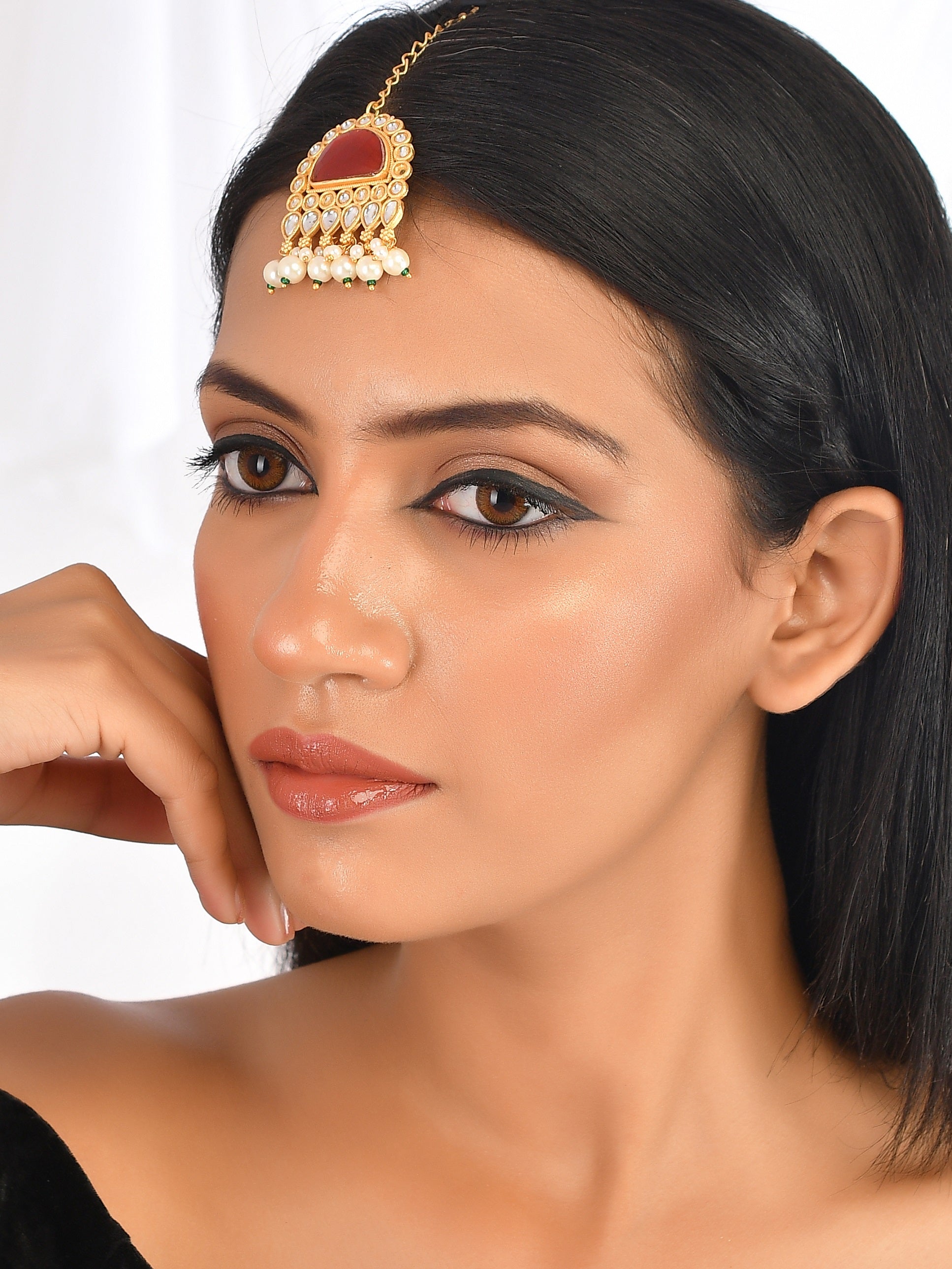 Amena Gold Tone Silver Mangtikka main image 1