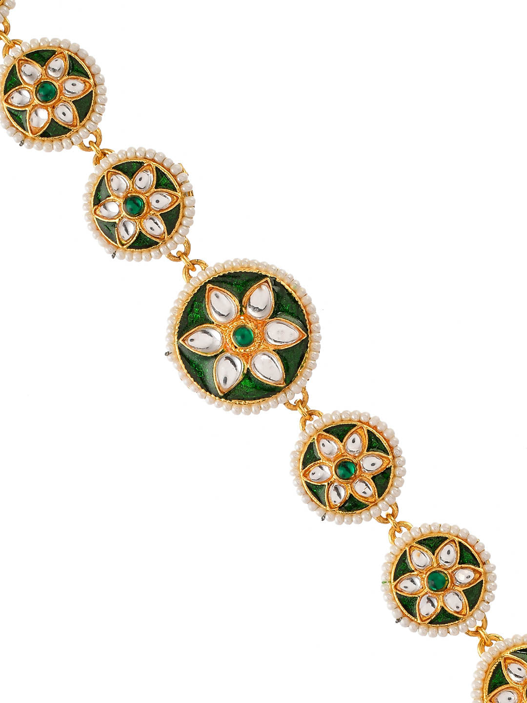 Green Kundan Studded Traditional Meenakari Matha Patti