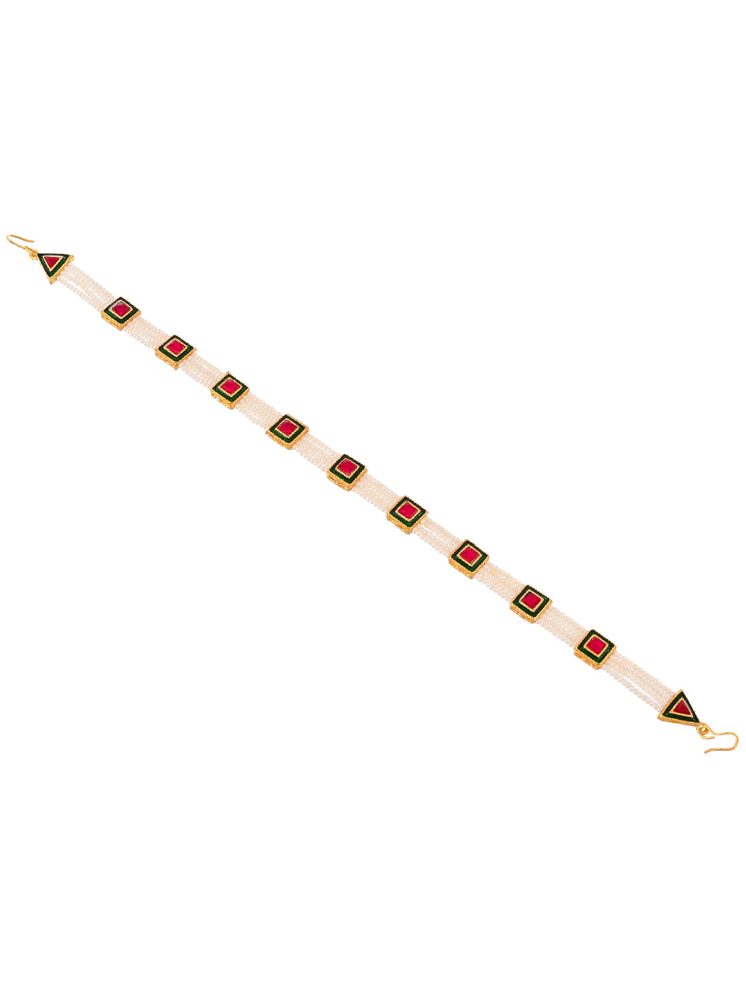 Pearl Layered Meenakari Mehri Head Chain | Matha Patti