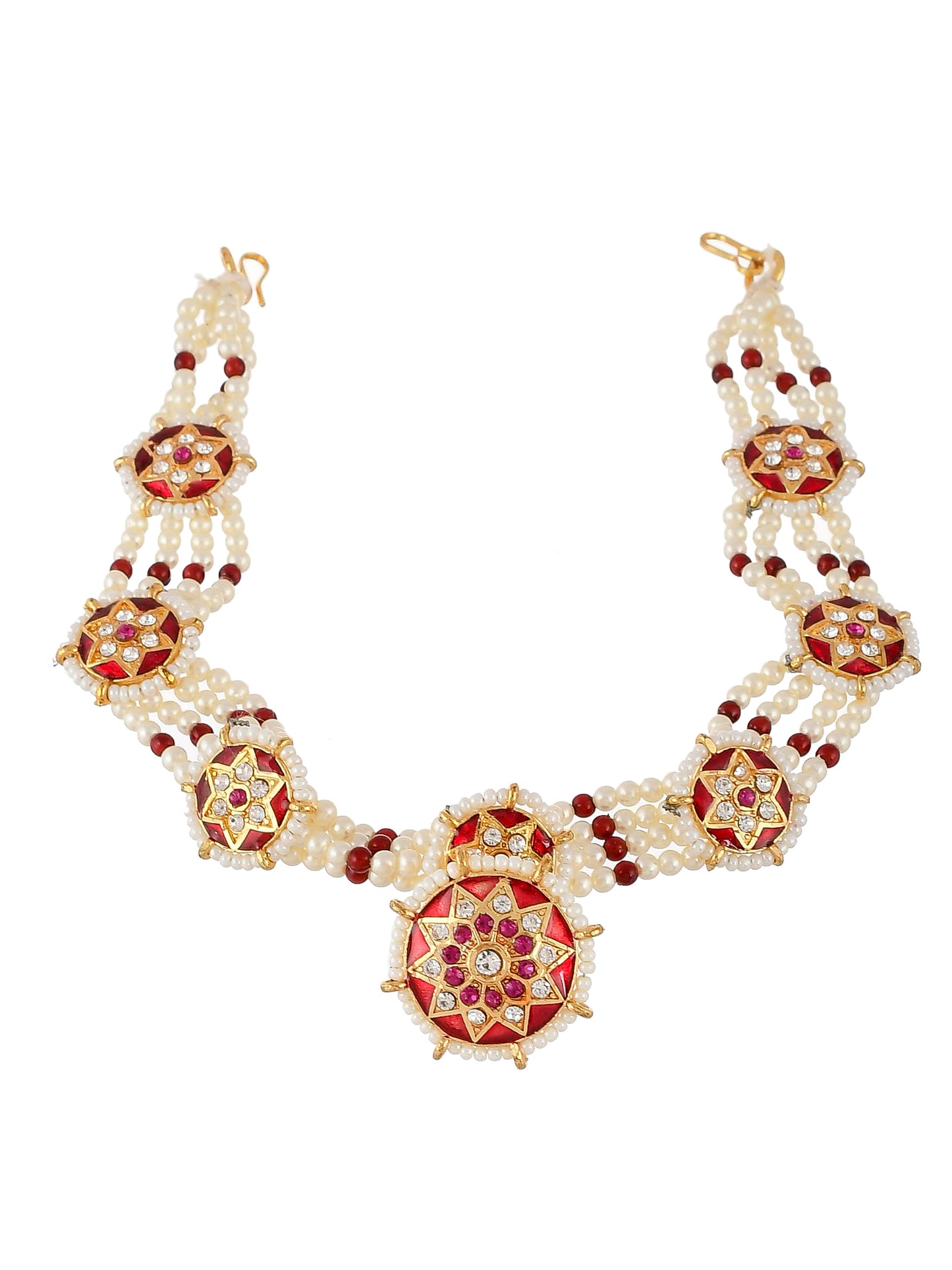 Traditional Pearl Layered Borla & Matha Patti | Head chain