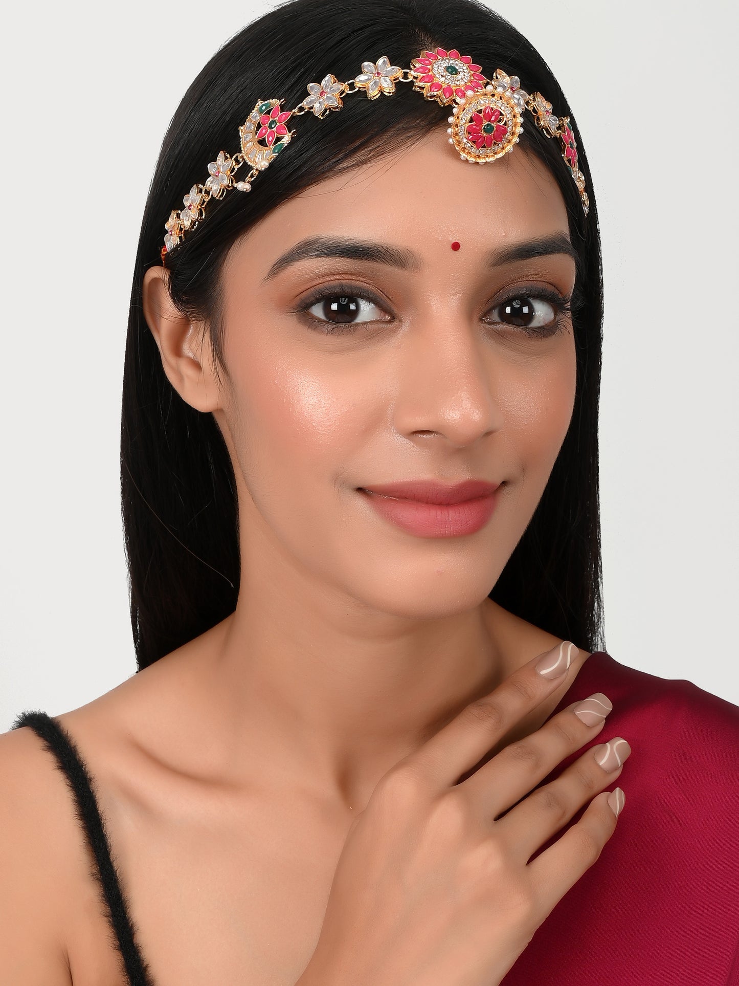 Gold Plated Kundan Ethnic Rajputi Borla | Matha Patti For Women