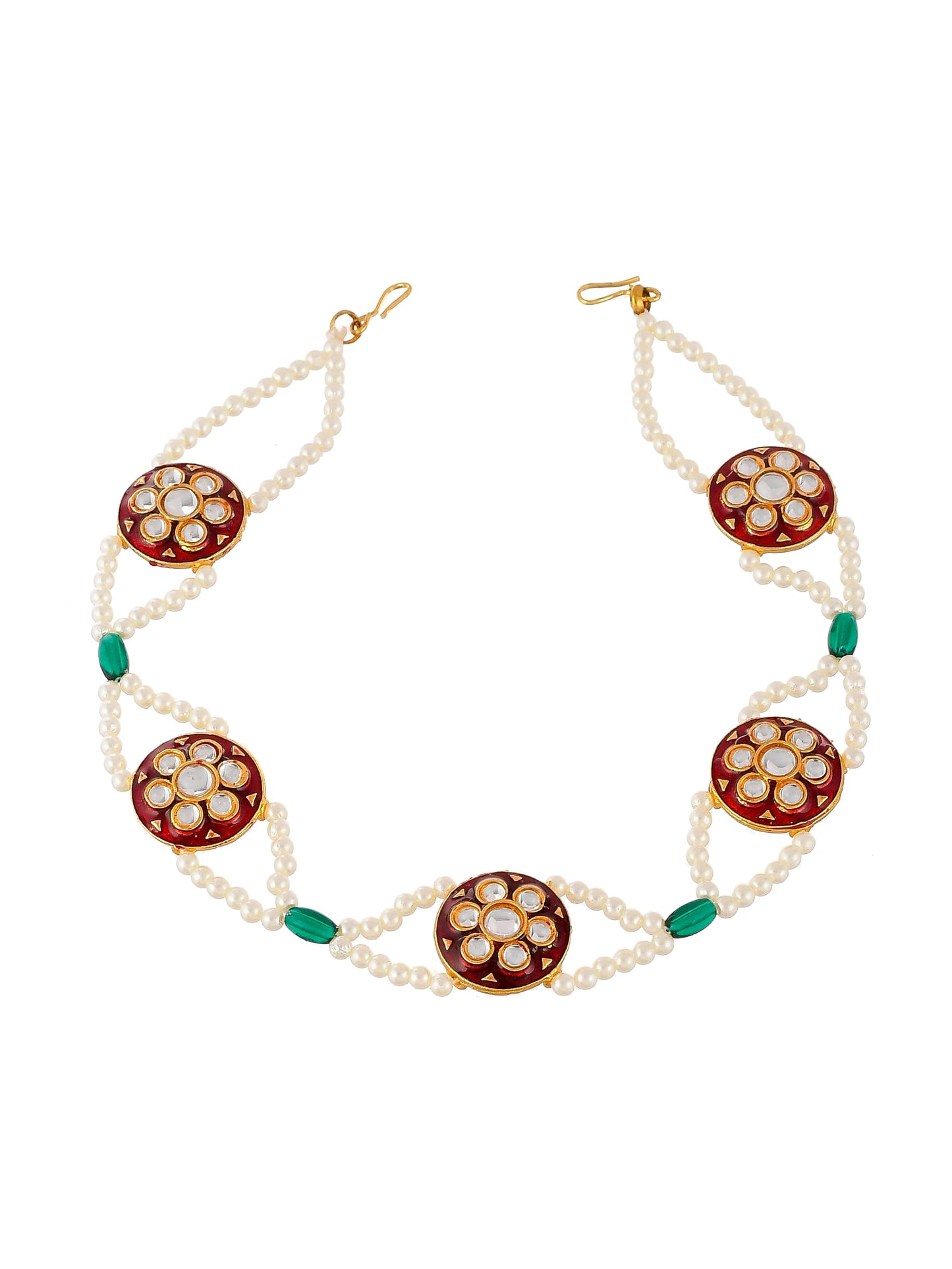 Gold Plated Pearl Kundan headchain