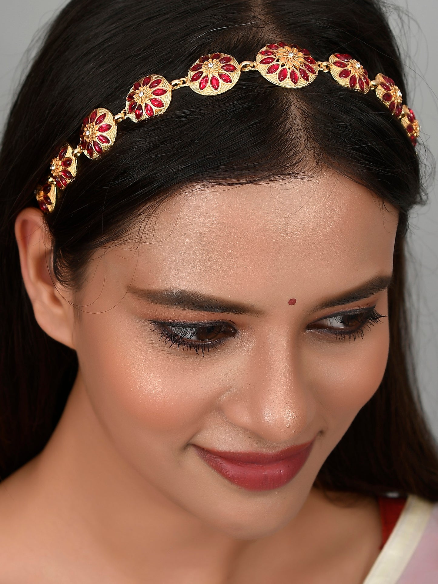 Gold Plated Ethnic Traditional Meenakari Wedding Head Chain
