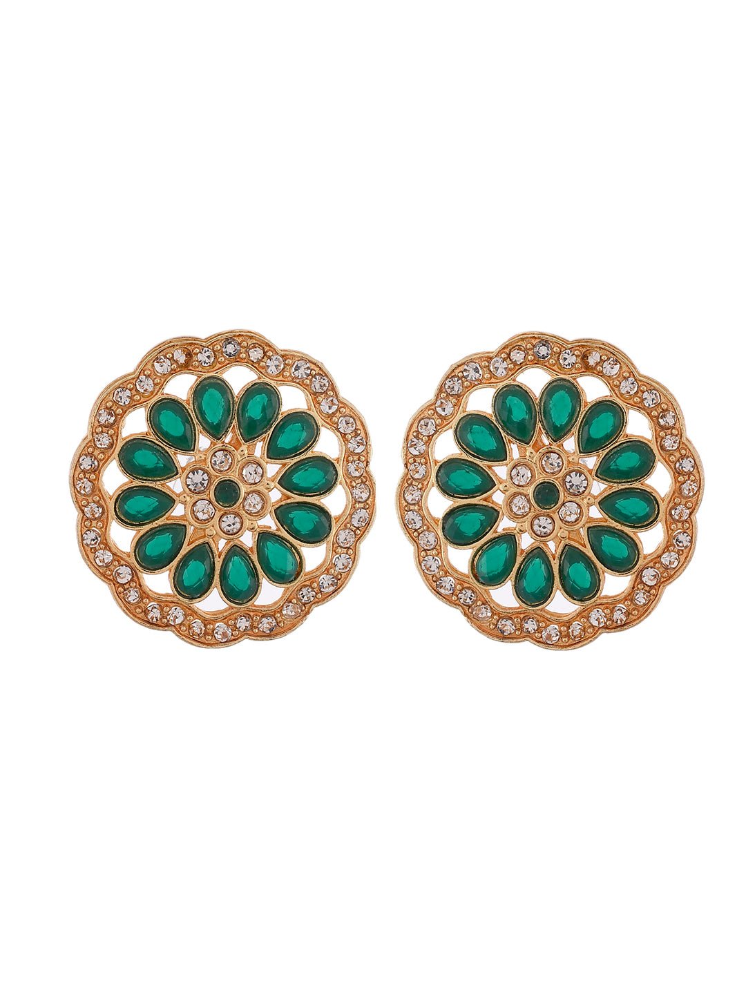 Gold Plated Green Bead Handcrafted Jewellery Set