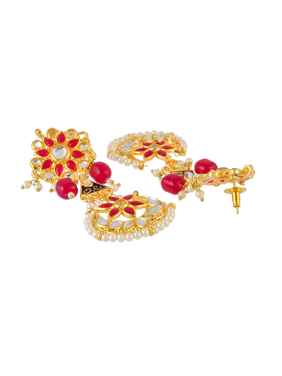 Red Beads Kundan Rajputi Aad Choker Necklace Set
