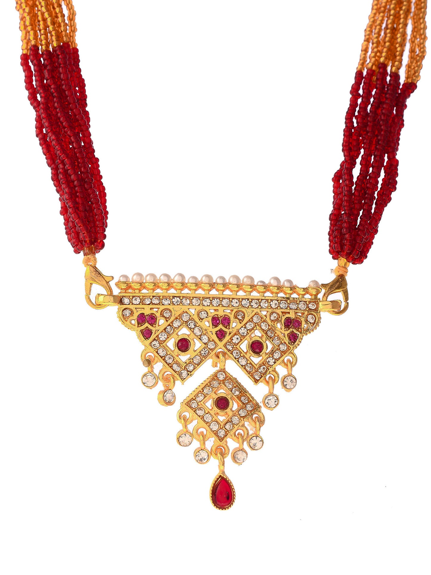 Gold Plated Ethnic Layered Long Necklace