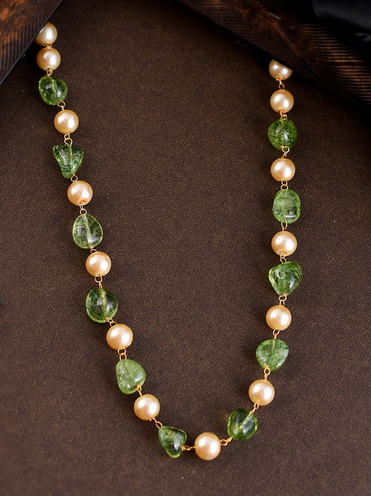 Gold Plated Green Quartz Pearl Unisex Necklaces for Women Online
