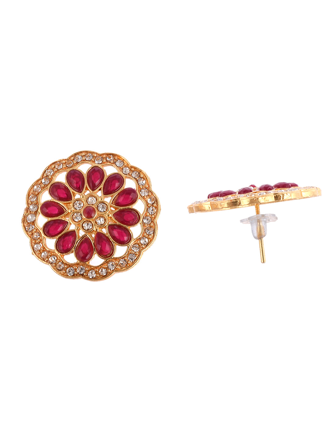 Red Beads American Diamond Jewellery Set