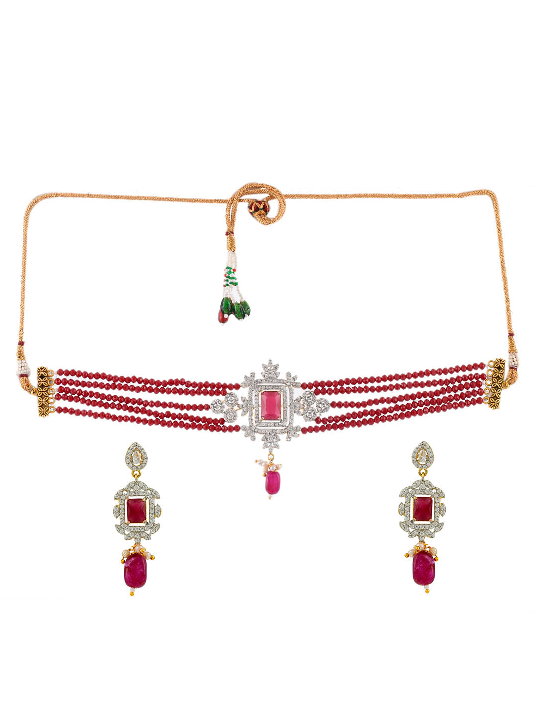 Simple Ad Ruby Red Choker Jewellery Set