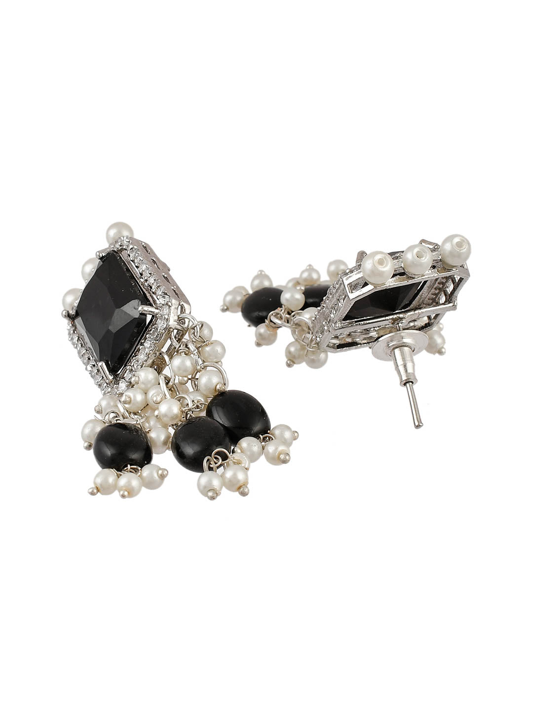 Silver Plated Black Onyx And Pearl Choker Jewellery Set