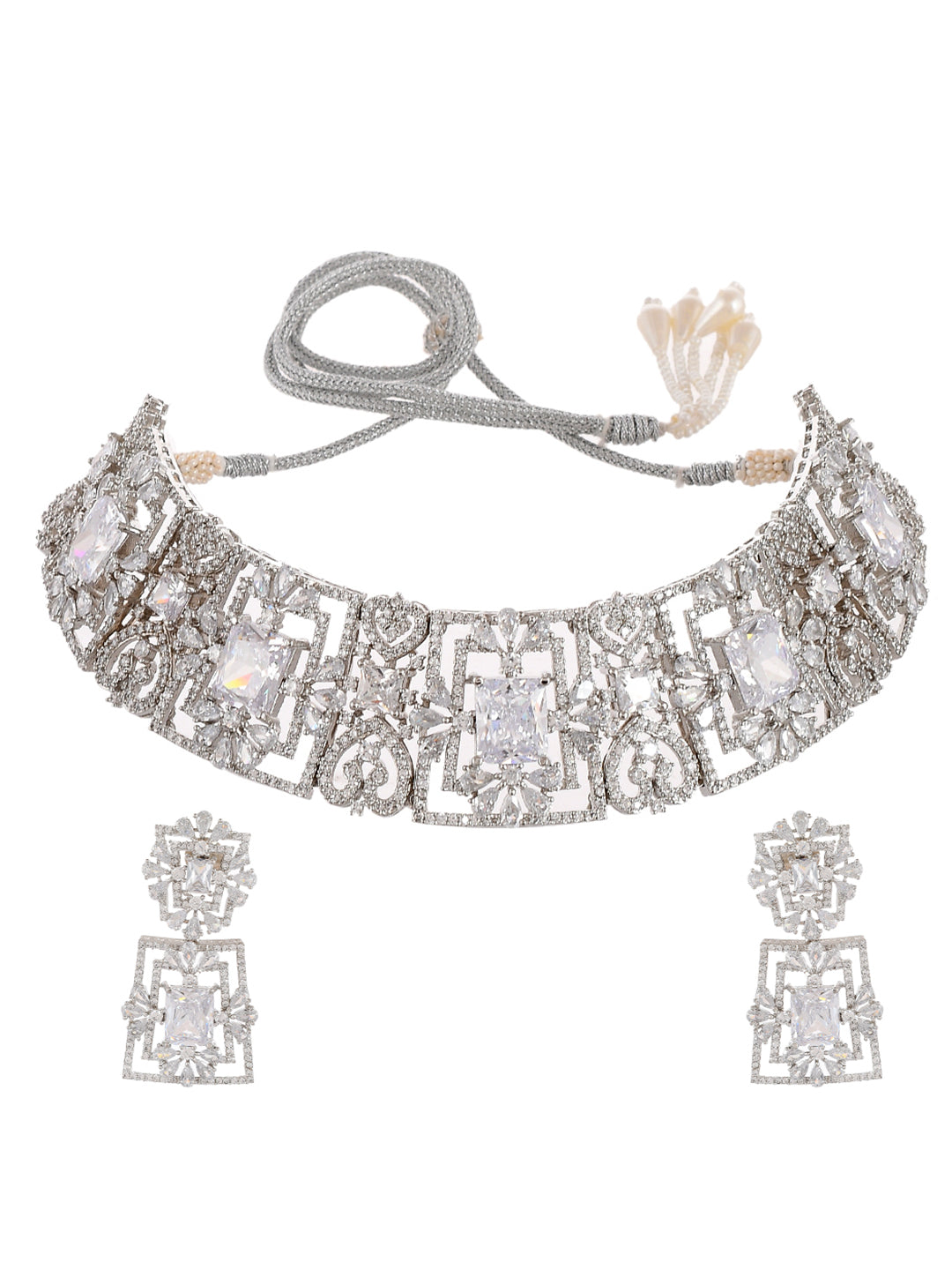 American Diamond Bridal Choker Jewellery Set