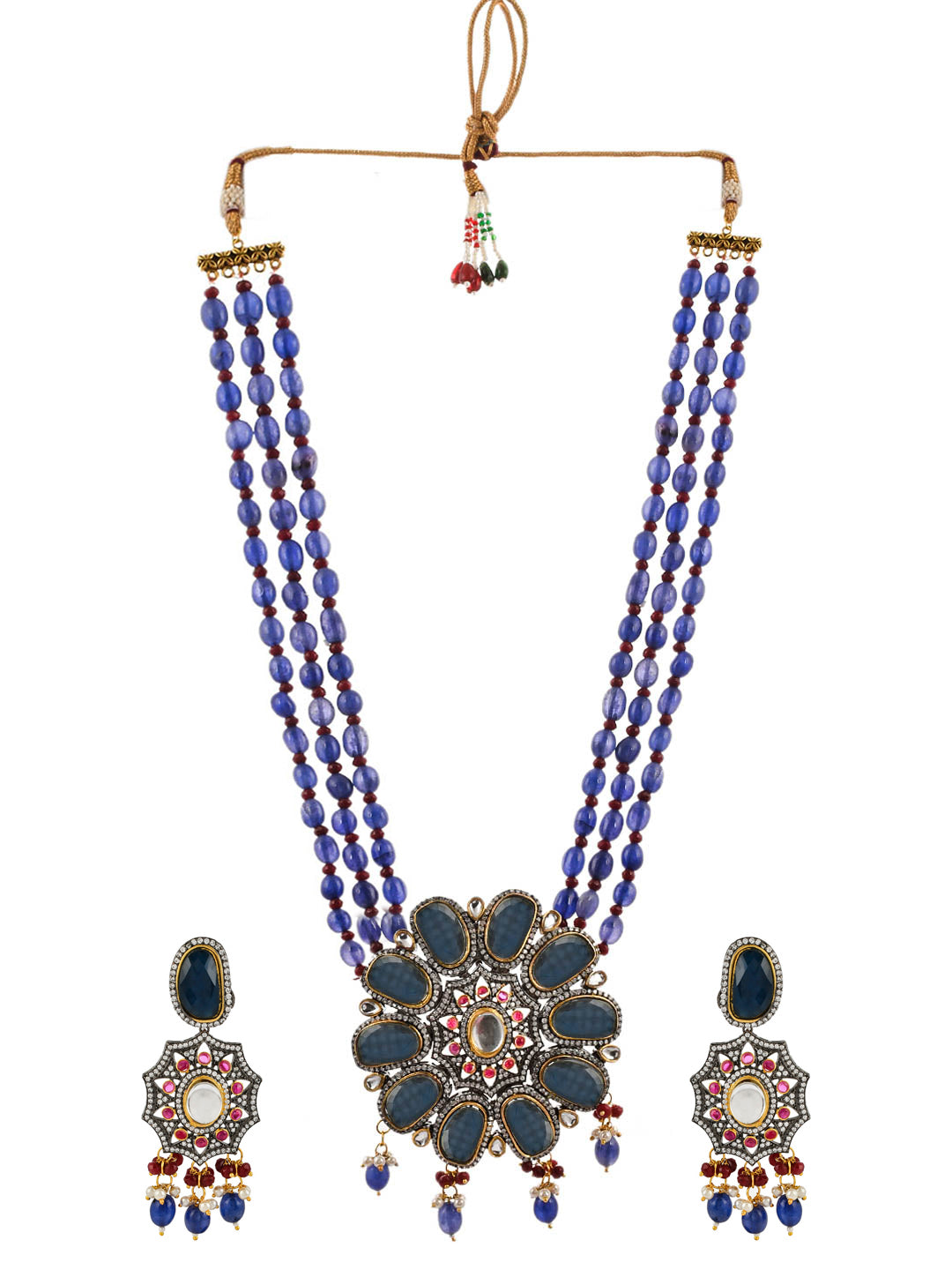 Blue Quartz Jadau Kundan Jewellery Set