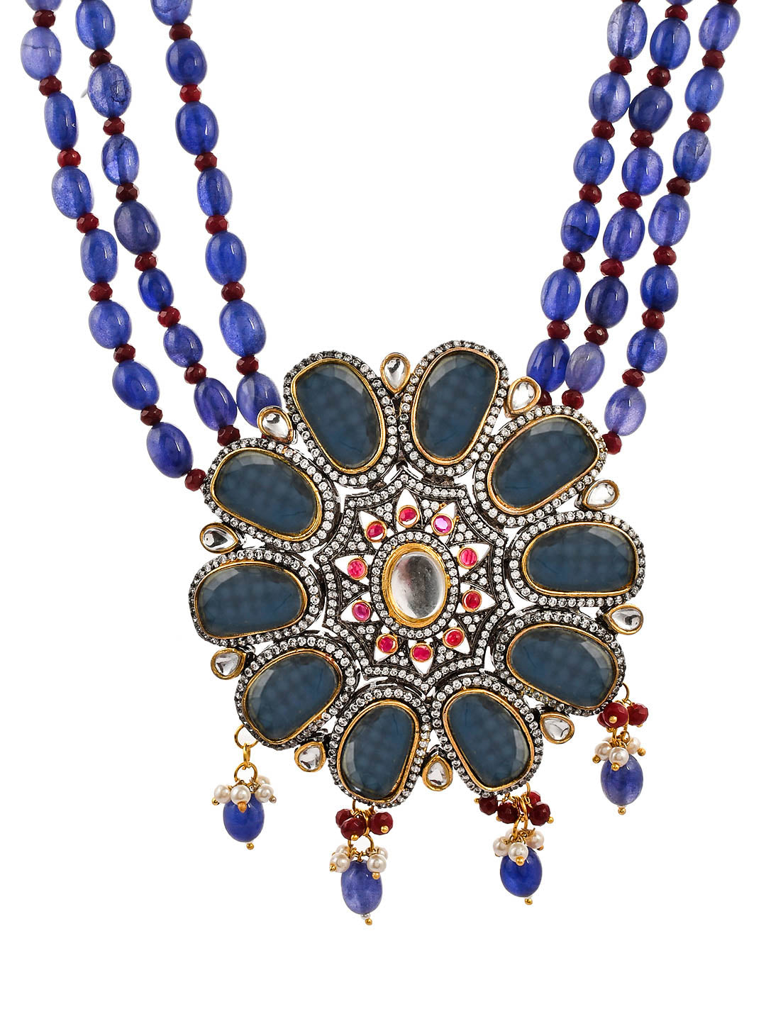 Blue Quartz Jadau Kundan Jewellery Set