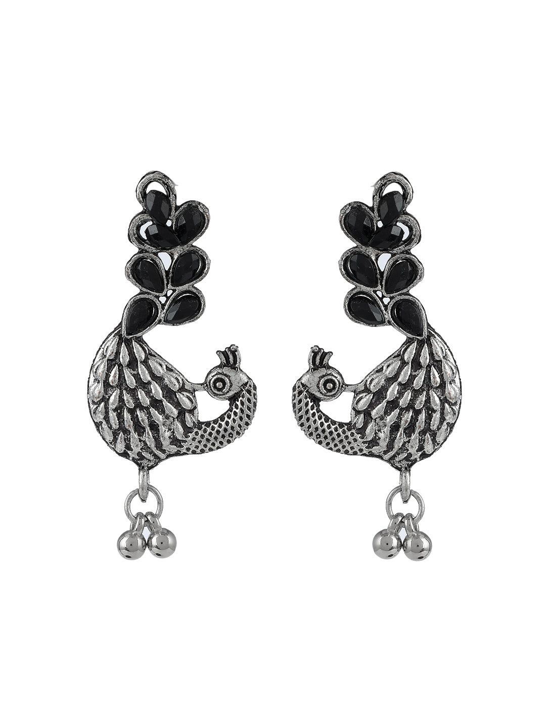 Trendy Oxidized Silver Black Handmade Temple Necklace Set