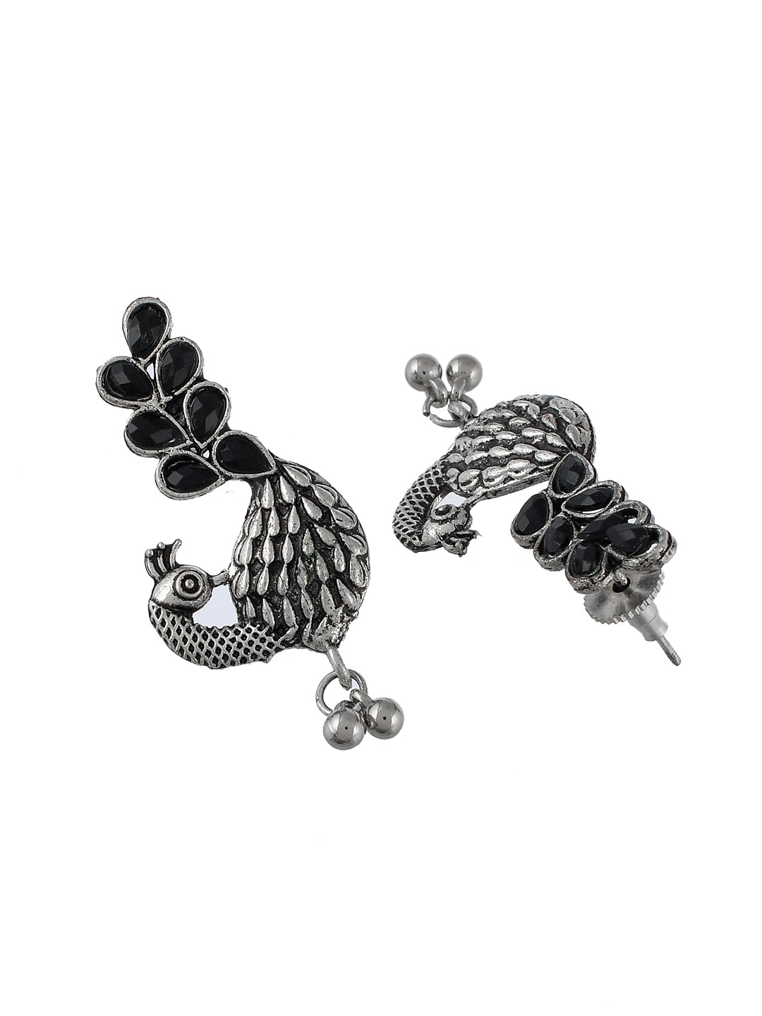 Trendy Oxidized Silver Black Handmade Temple Necklace Set