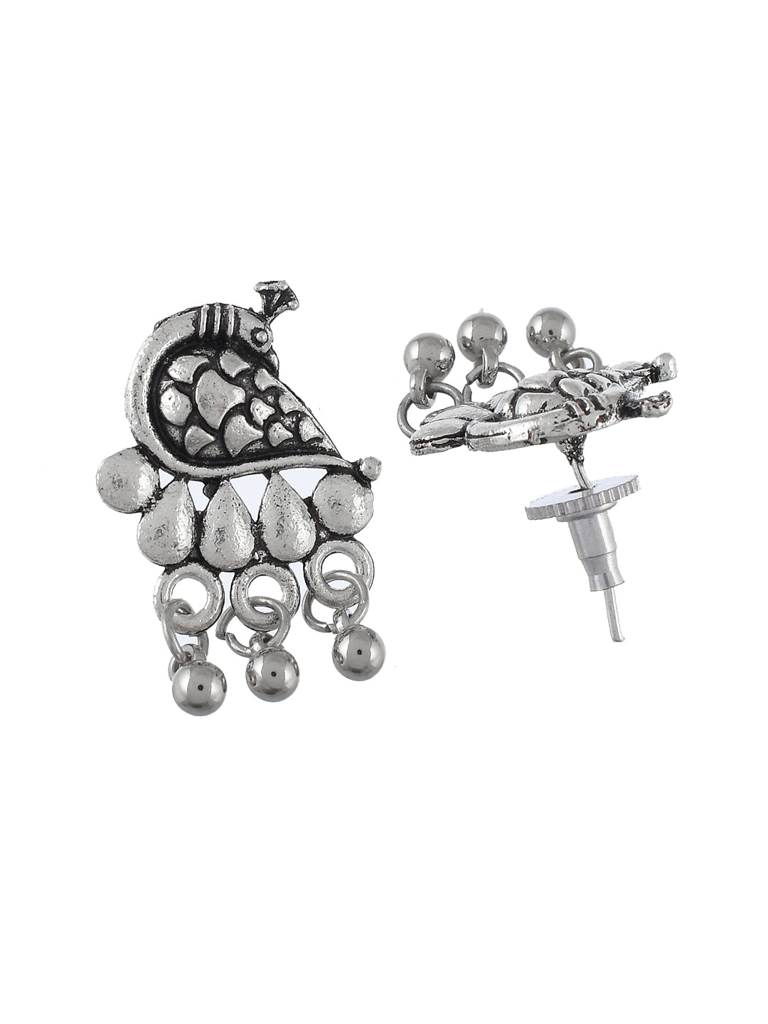 Pink Oxidized Silver Plated Women Temple Jewelry Set For Women