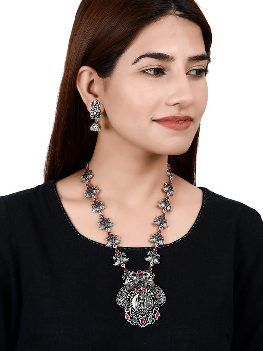 Traditional Green & Pink Stone Stylish Oxidised Jewellery Sets for Women Online
