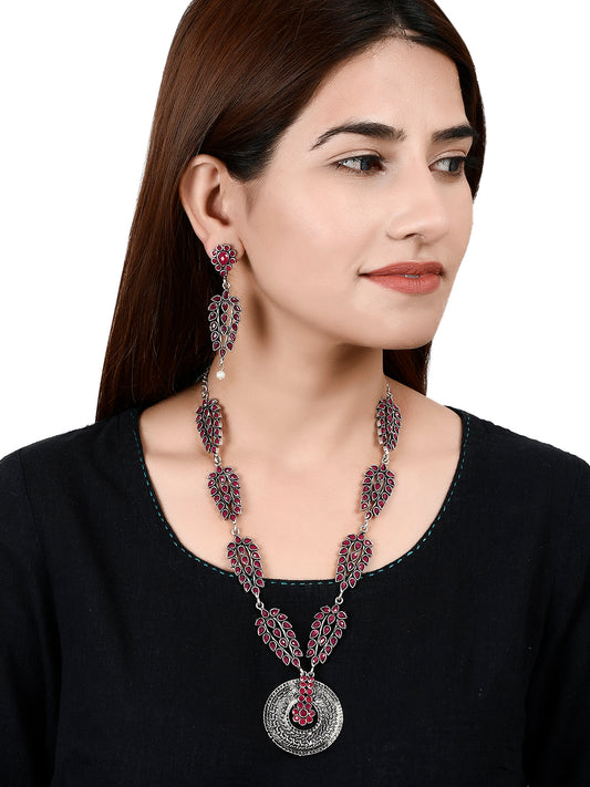 Pink Traditional Oxidized Silver Plated Designer Jewellery Sets for Women Online