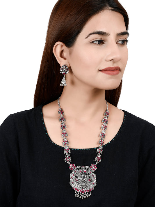 Pink Oxidized Silver Temple Jewellery Sets for Women Online