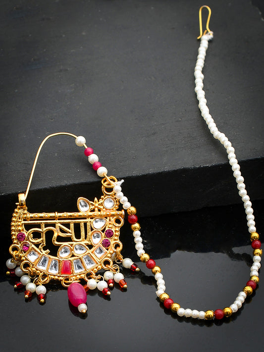 Gold Plated Pearl Meenakari Krishna Nose Ring for Women Online