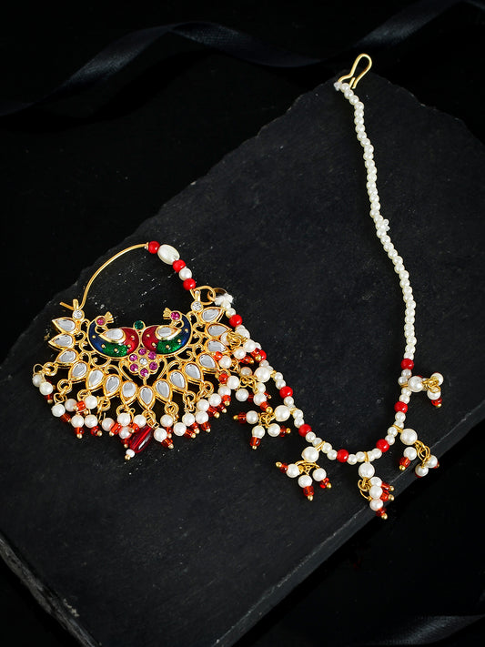 Gold Plated Bridal Jodha Meenakari Nose Ring for Women Online