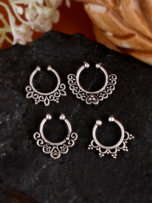 Set of 4 Silver Plated Septum Ring - Nose Ring for Women Online