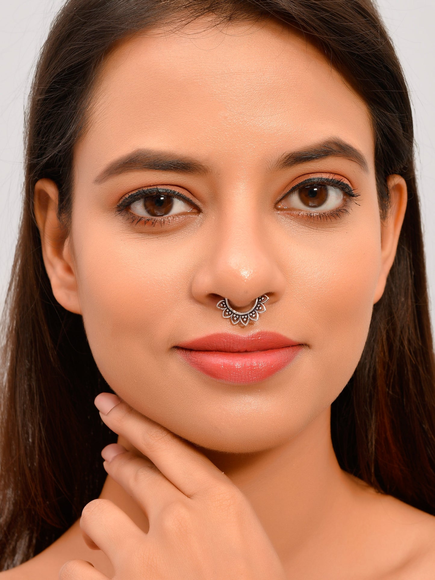 Set Of 4 Oxidised Silver Plated Septum Nose Rings