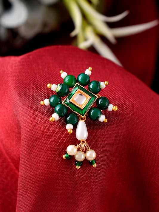 Gold Plated Green Meenakari Stone Studded Nose Pins for Women Online