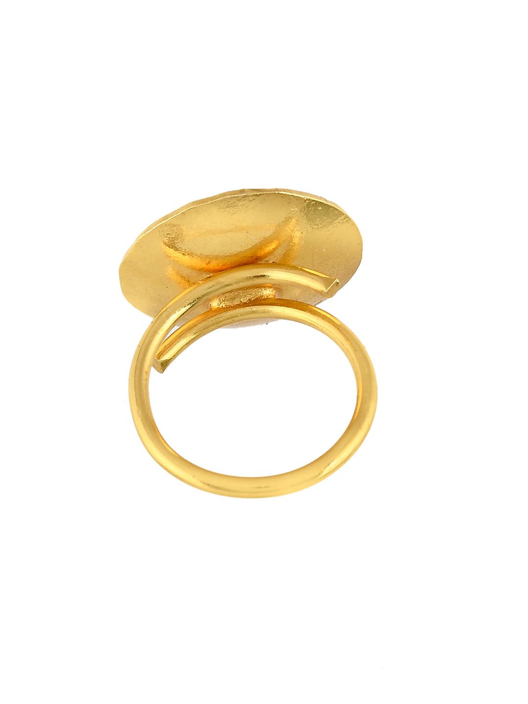 Gold Plated Hammered Statement Ring For Women