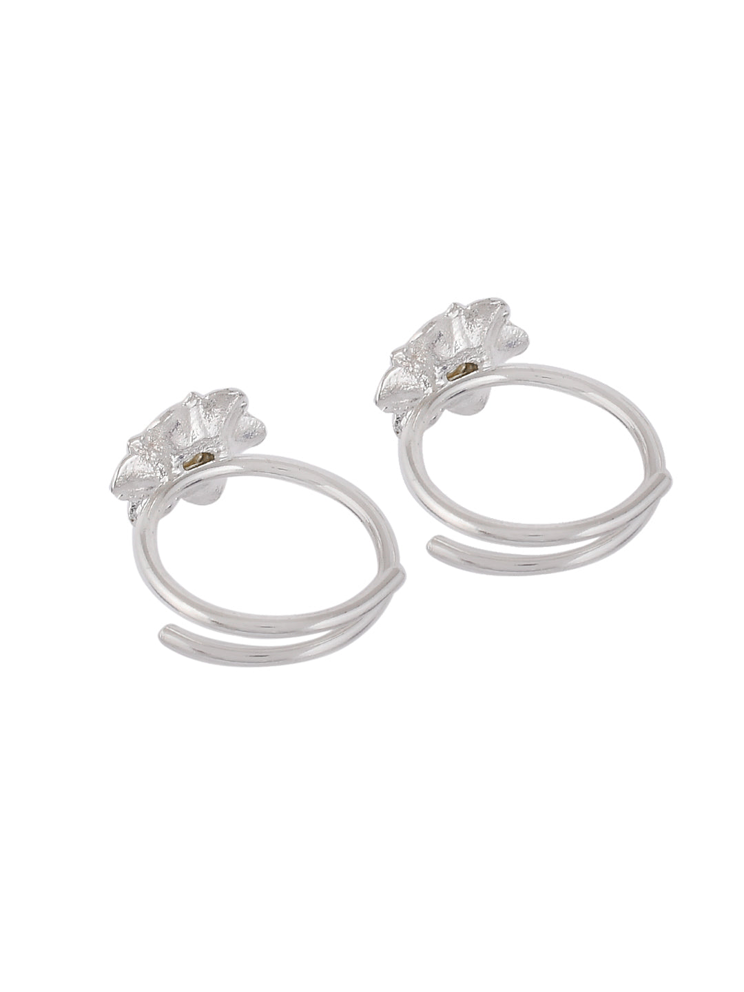 Floral Toe Ring With Crystal For Women